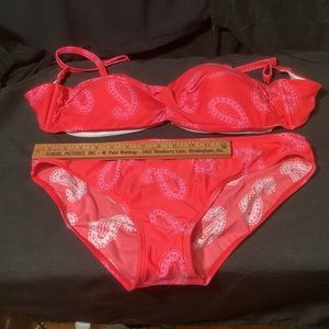 BODEN red & pink bikini 14 top & 12 bottom. EUC